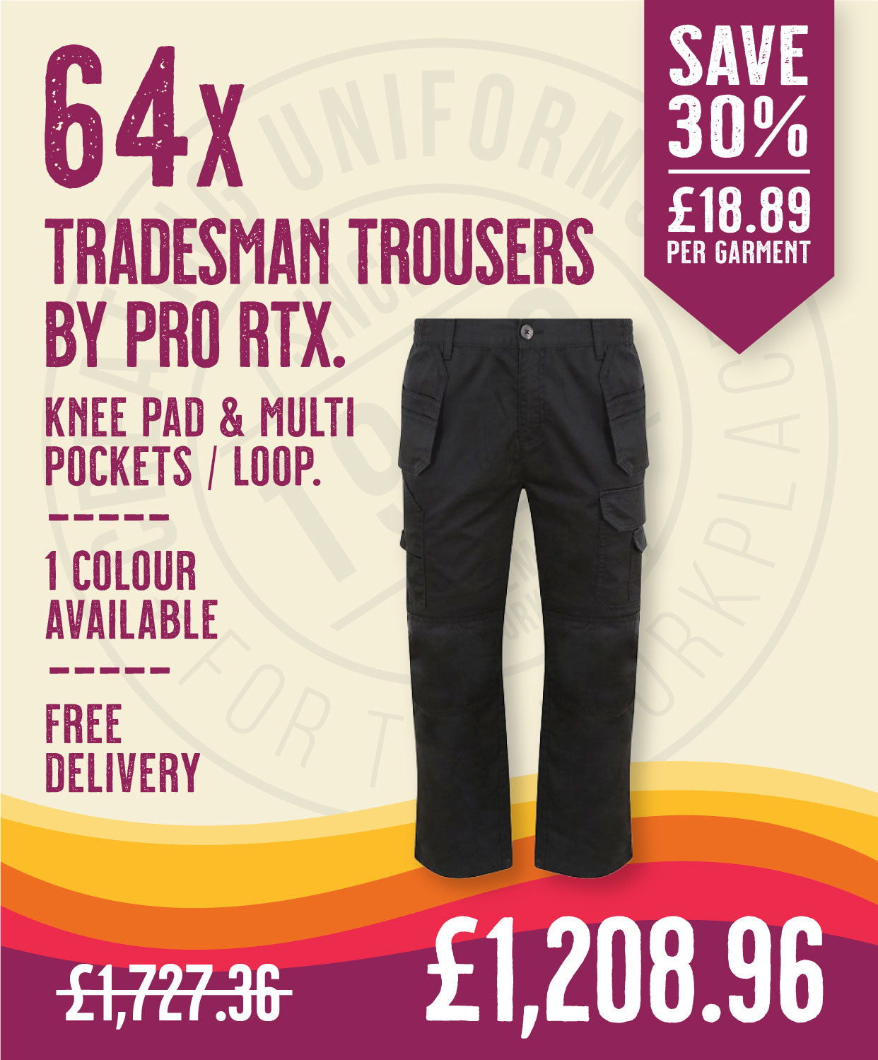 64 x Tradesman Trousers by Pro RTX