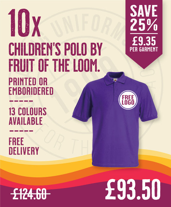 10 x Children's Polos by Fruit of the Loom