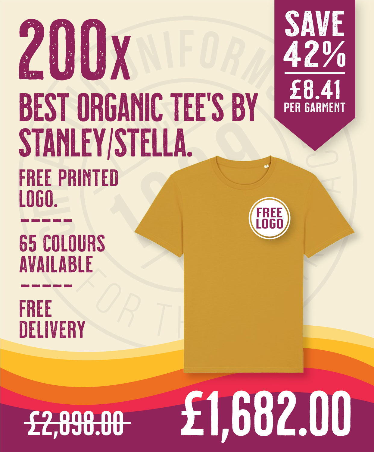 200 x Best Organic Tee's by Stanley/Stella