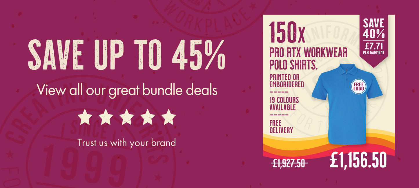 Save up to 45% on the polo shirt bundle deal of garment packs from Print Lab, featuring high-quality embroidery and professional print press clothing.