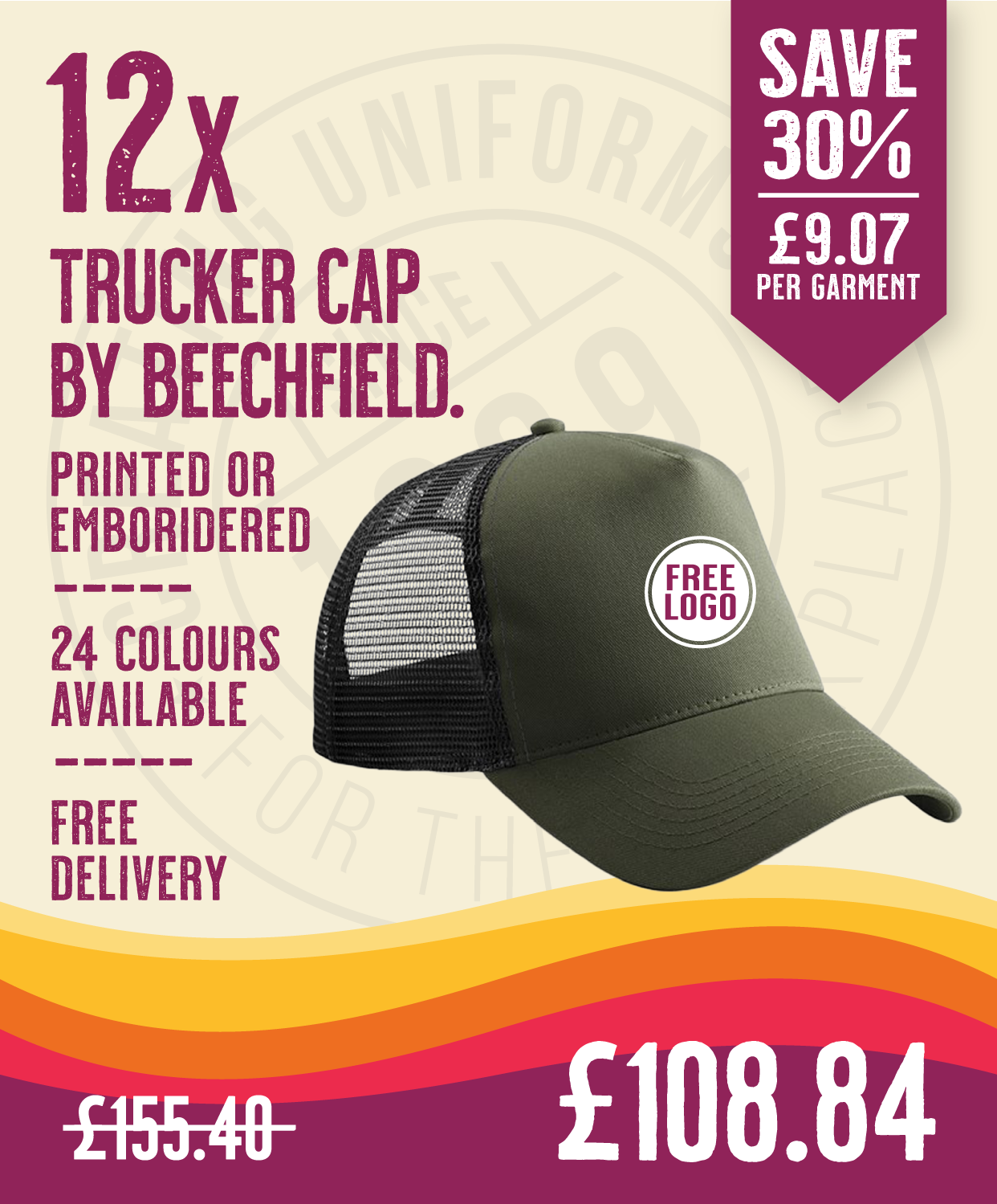 12 x Trucker Cap by Beechfield