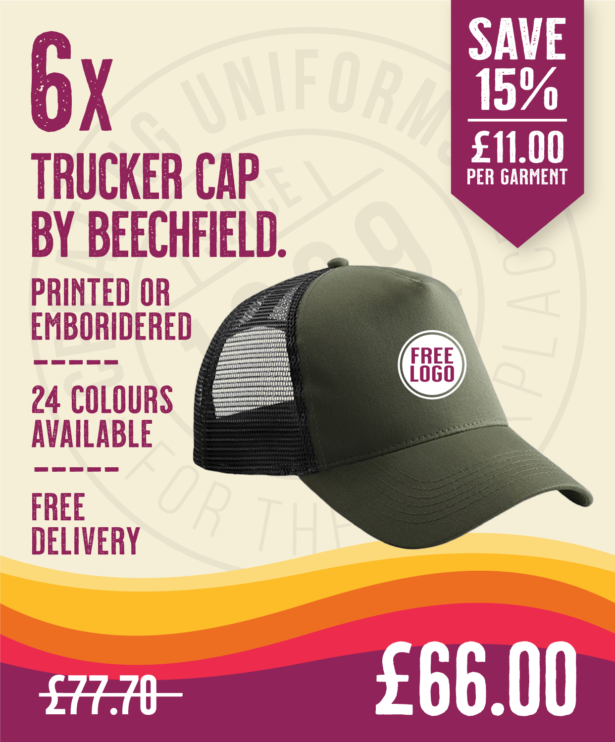 6 x Trucker Cap by Beechfield