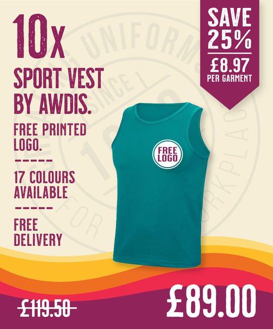 10 x Sport Vests by AWDis