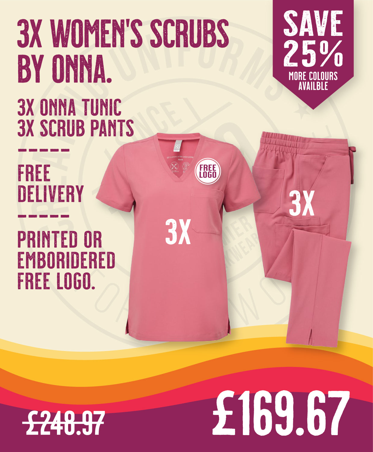 3x Women's Scrubs Deal by Onna