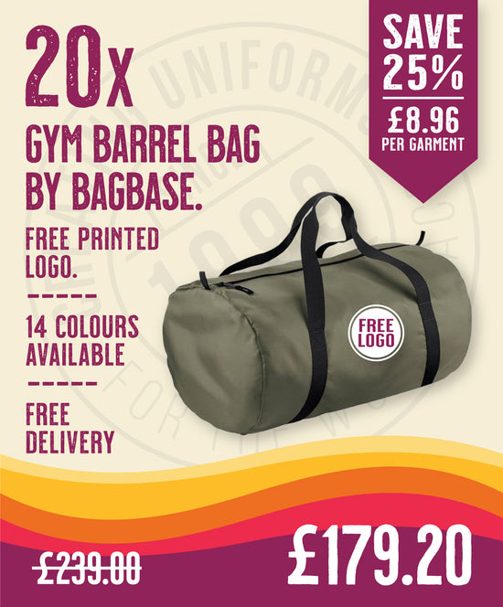 20 x Gym Barrel Bag by Bagbase