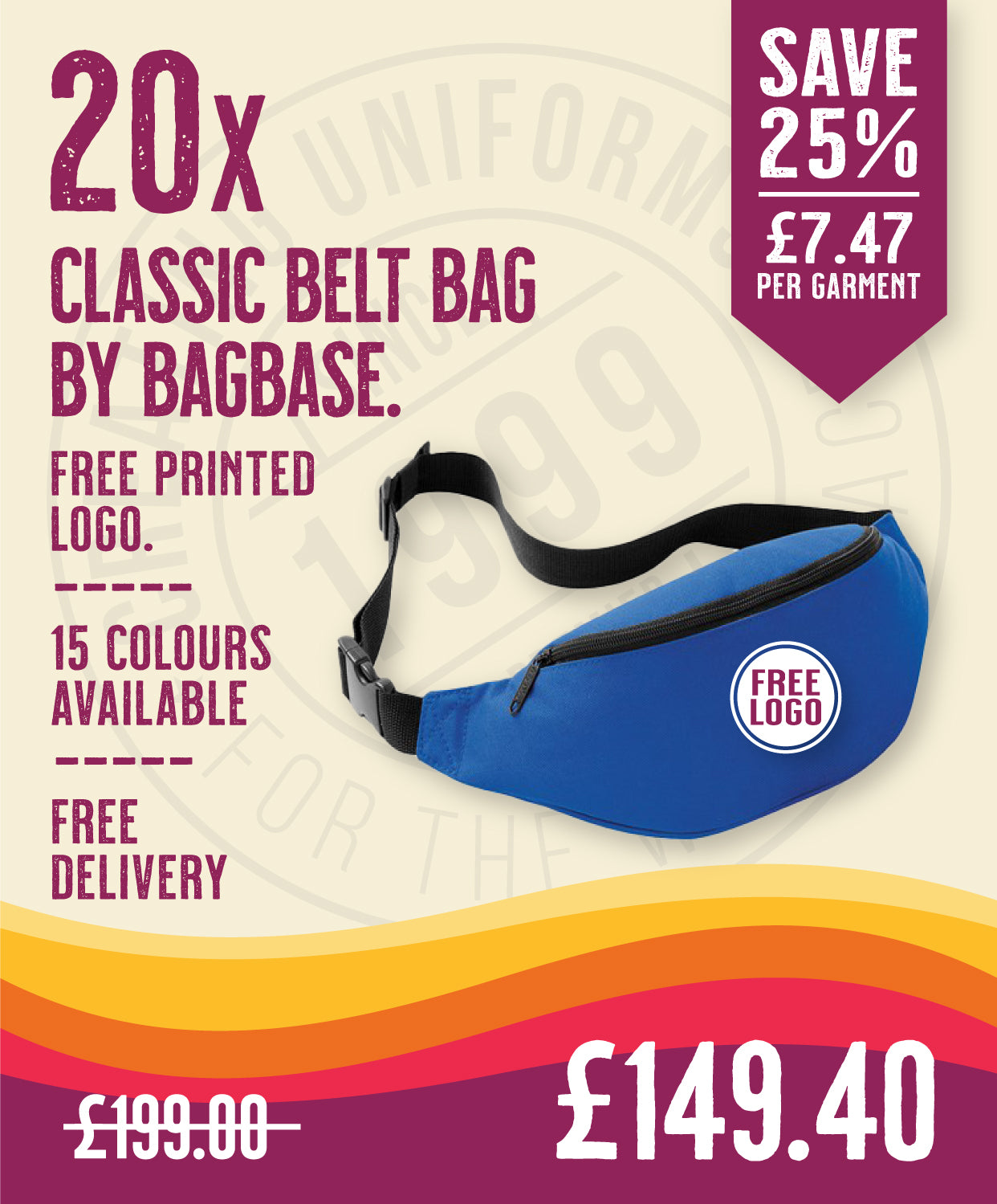 20 x Classic Belt Bag by Bagbase