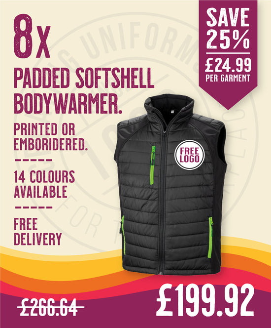 8 x Padded Softshell Bodywarmers