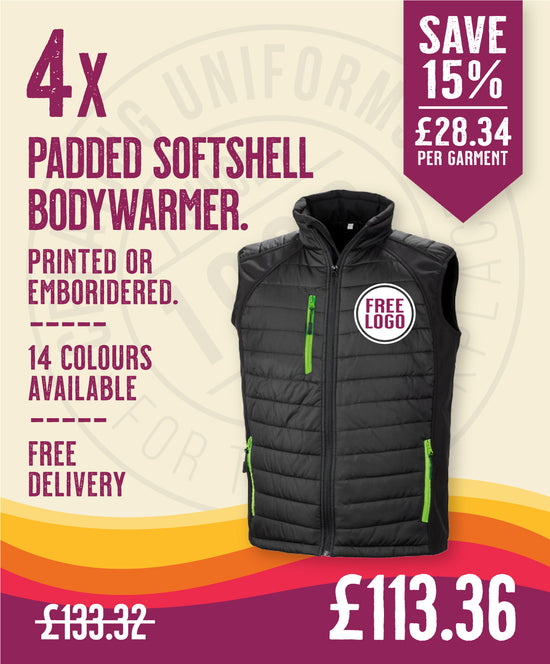 4 x Padded Softshell Bodywarmers