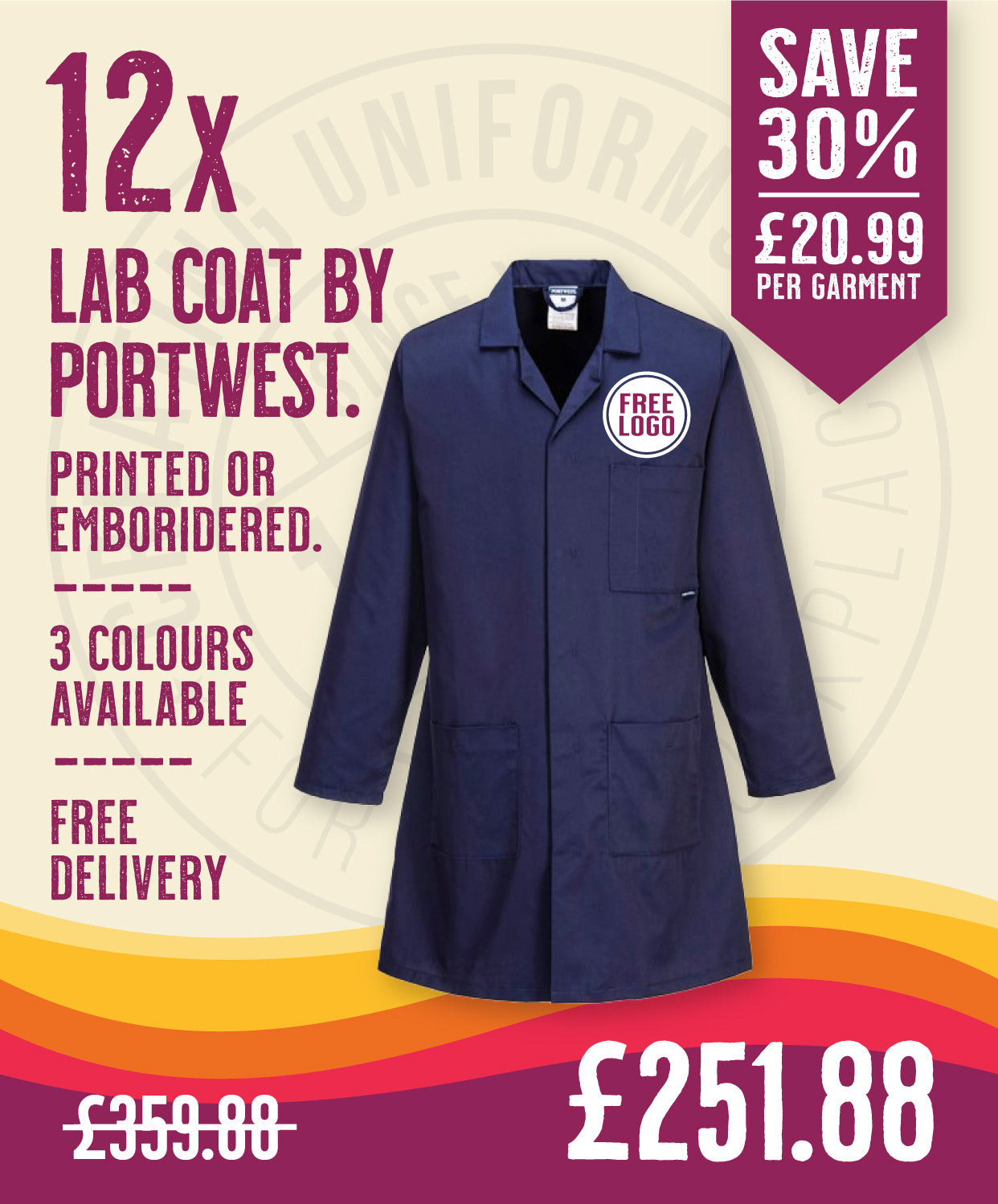 12 x Lab Coats By Portwest