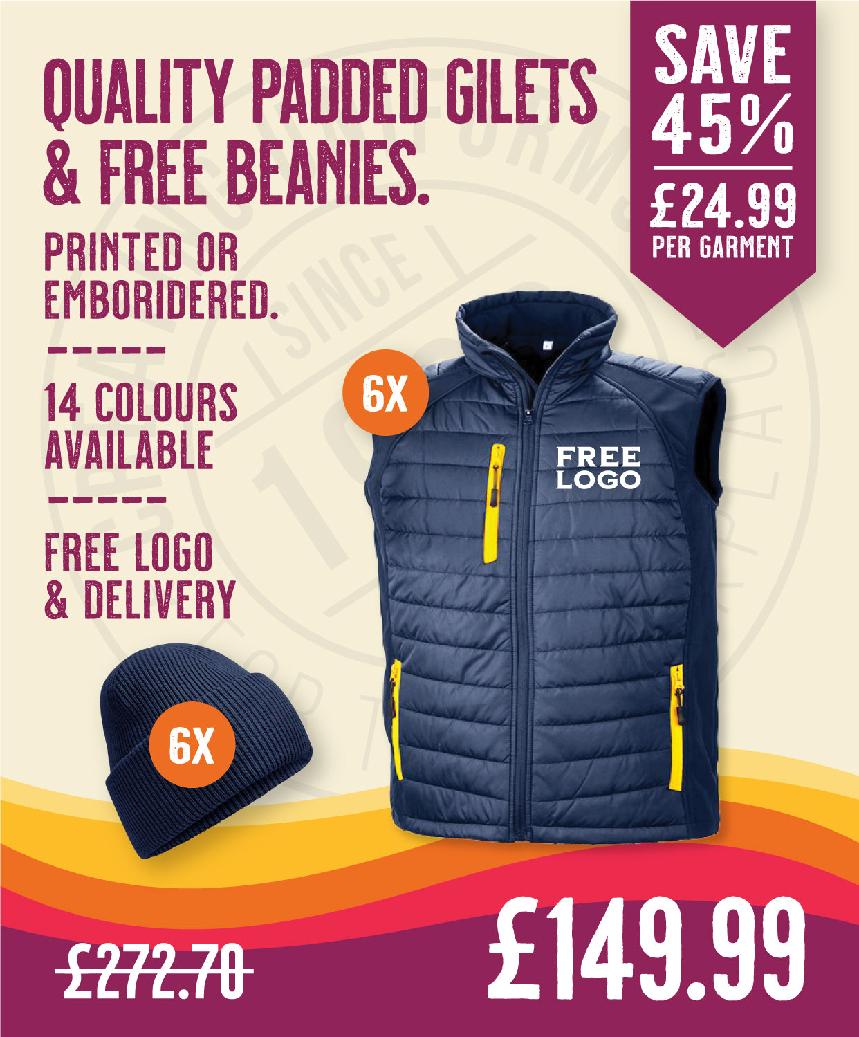 Quality Padded Gilets & Free Beanies