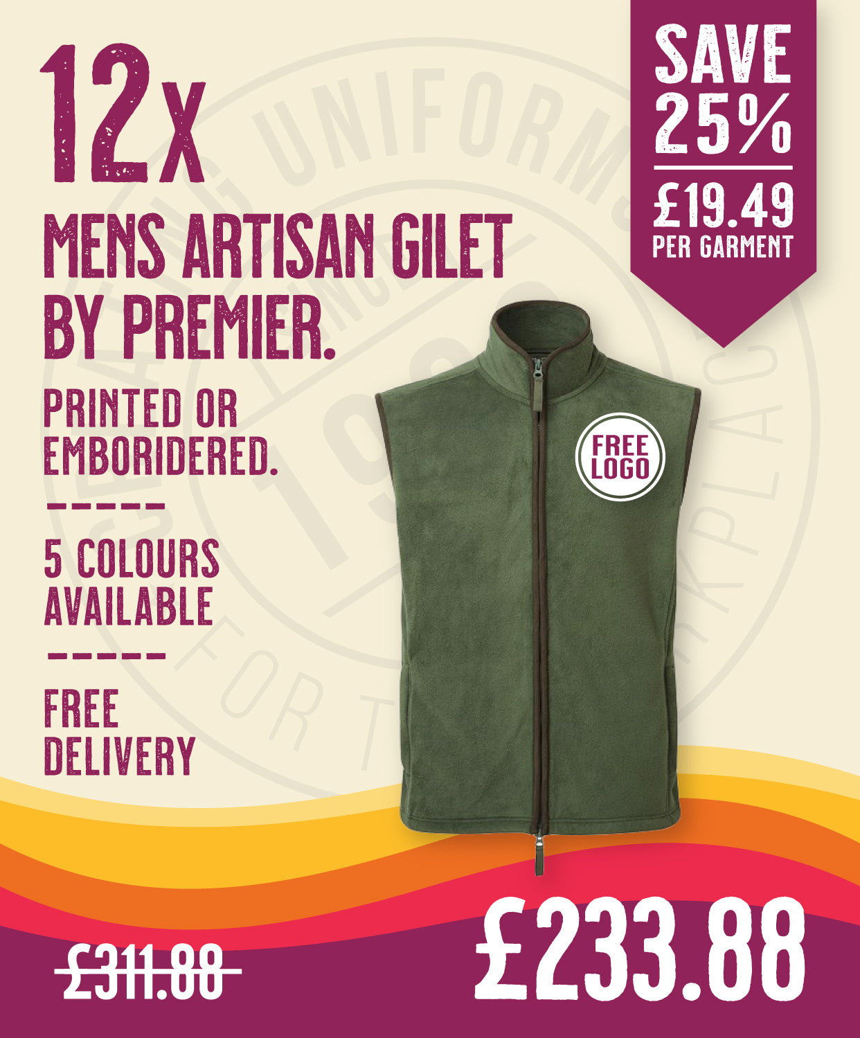 12 x Mens Artisan Gilets by Premier