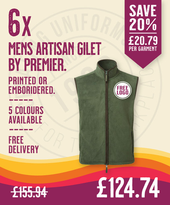 6 x Mens Artisan Gilets by Premier