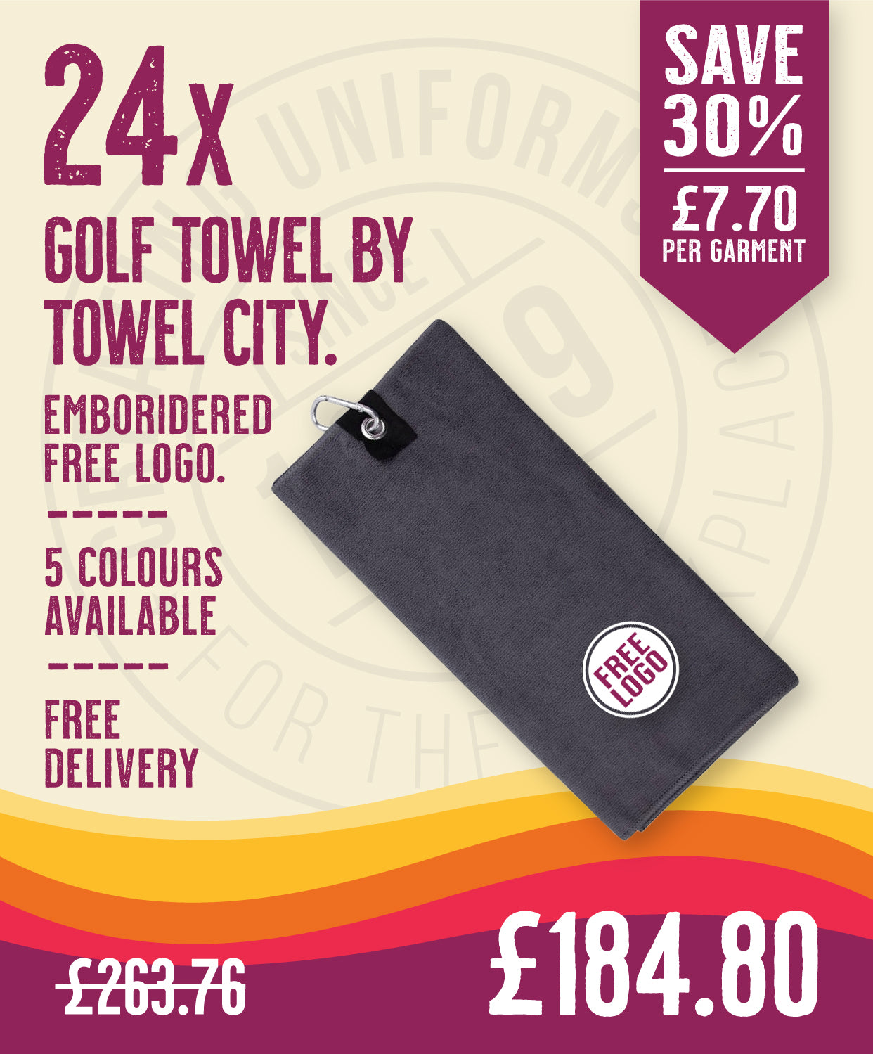 24 x Golf Towels by Towel City