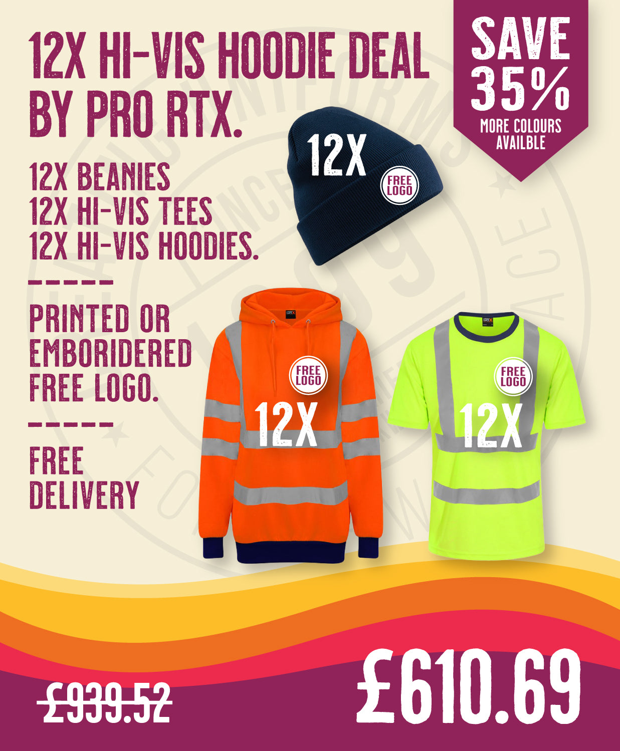 12x Hi-Vis Hoodie Deal By Pro RTX