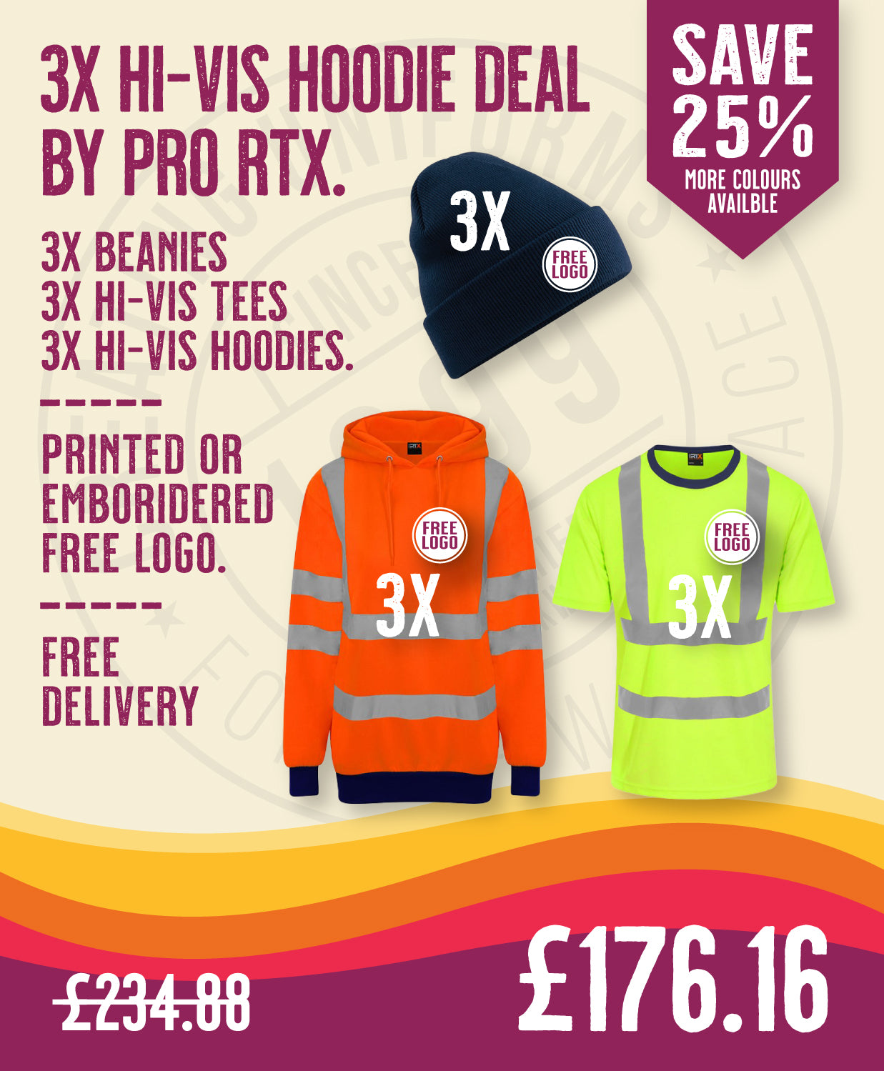 3x Hi-Vis Hoodie Deal By Pro RTX