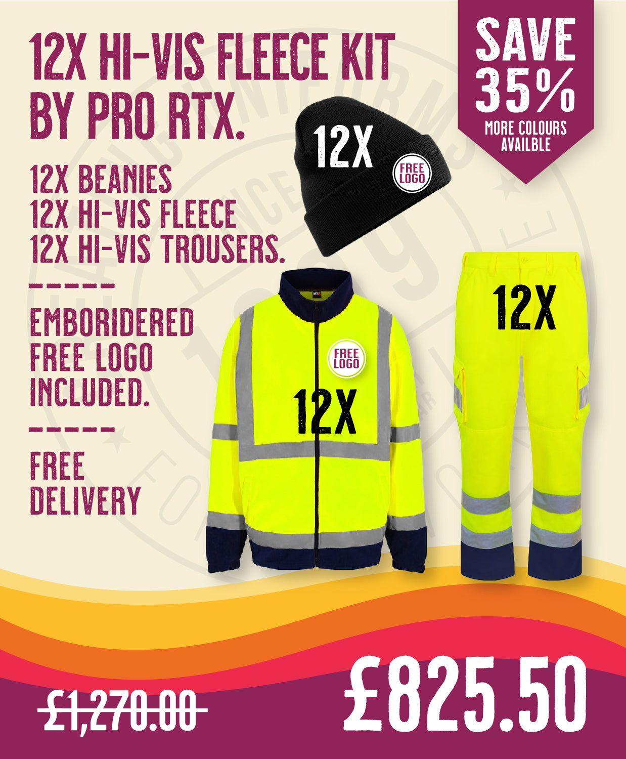 12x Hi-Vis Fleece Kit By Pro RTX