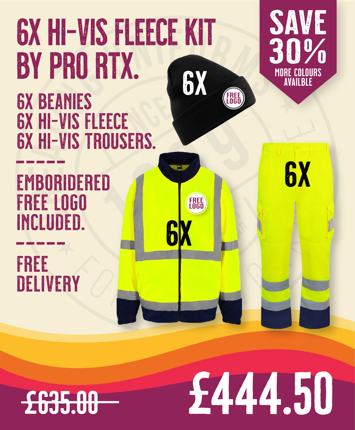 6x Hi-Vis Fleece Kit By Pro RTX