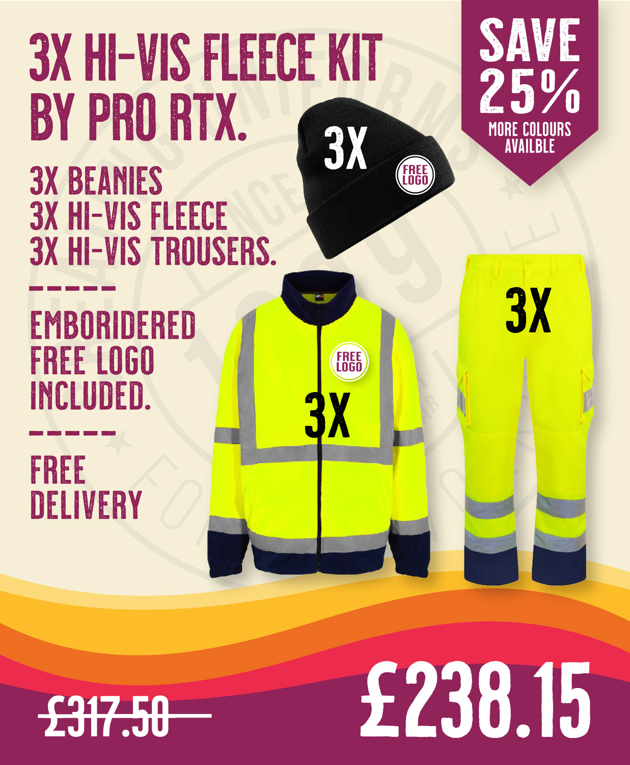 3x Hi-Vis Fleece Kit By Pro RTX