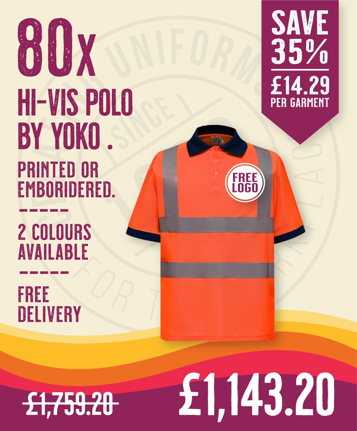 80 x Hi-Vis Polos by Yoko