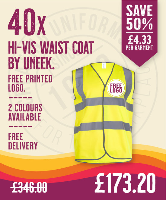 40 x Hi-Vis Waistcoat By Uneek