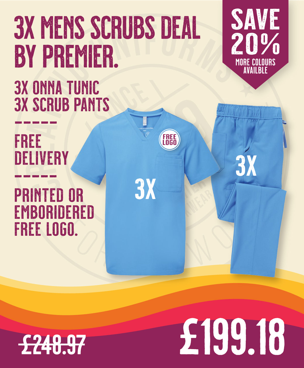 3x Mens Scrubs Deal by Premier