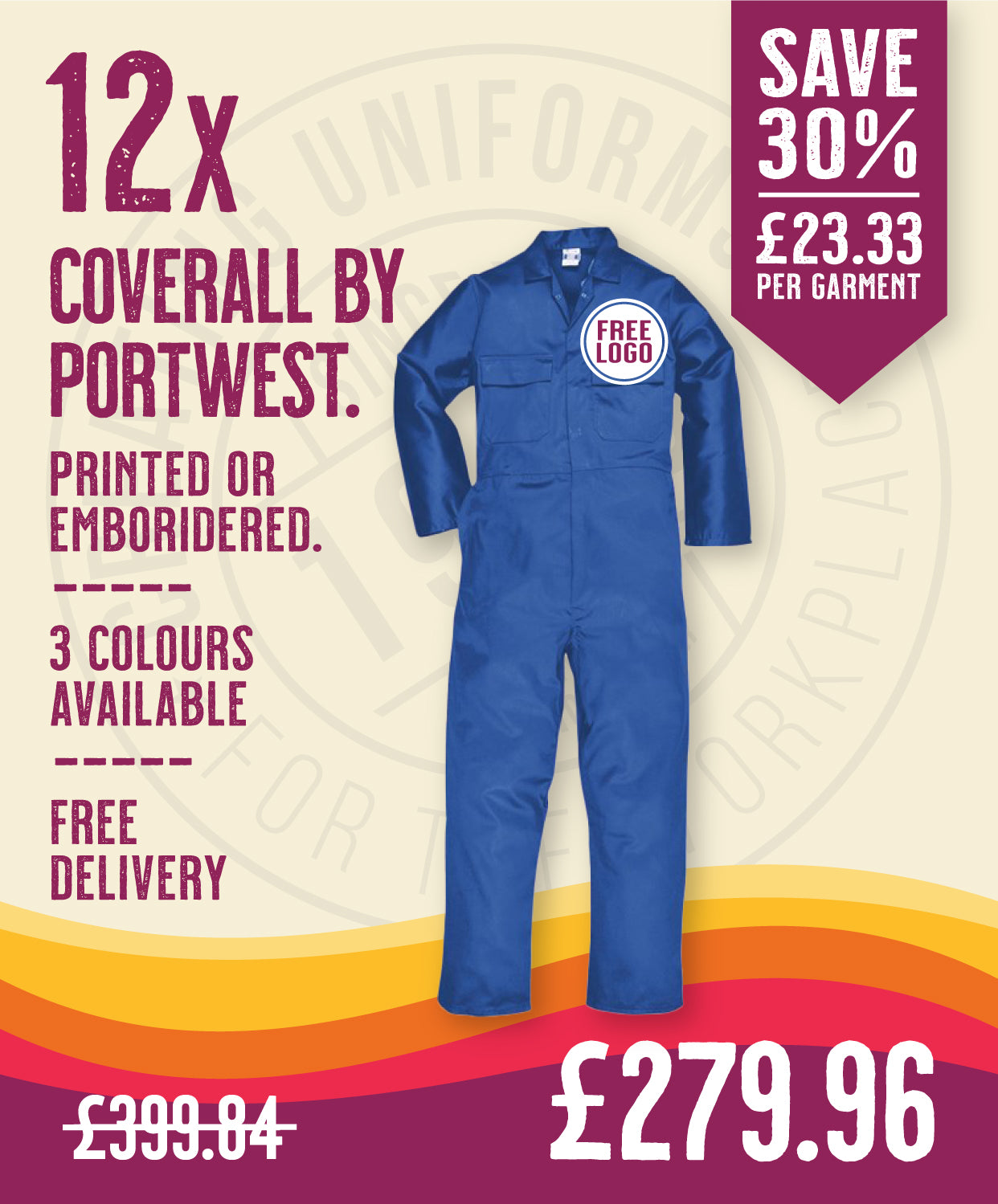 12 x Coveralls by Portwest