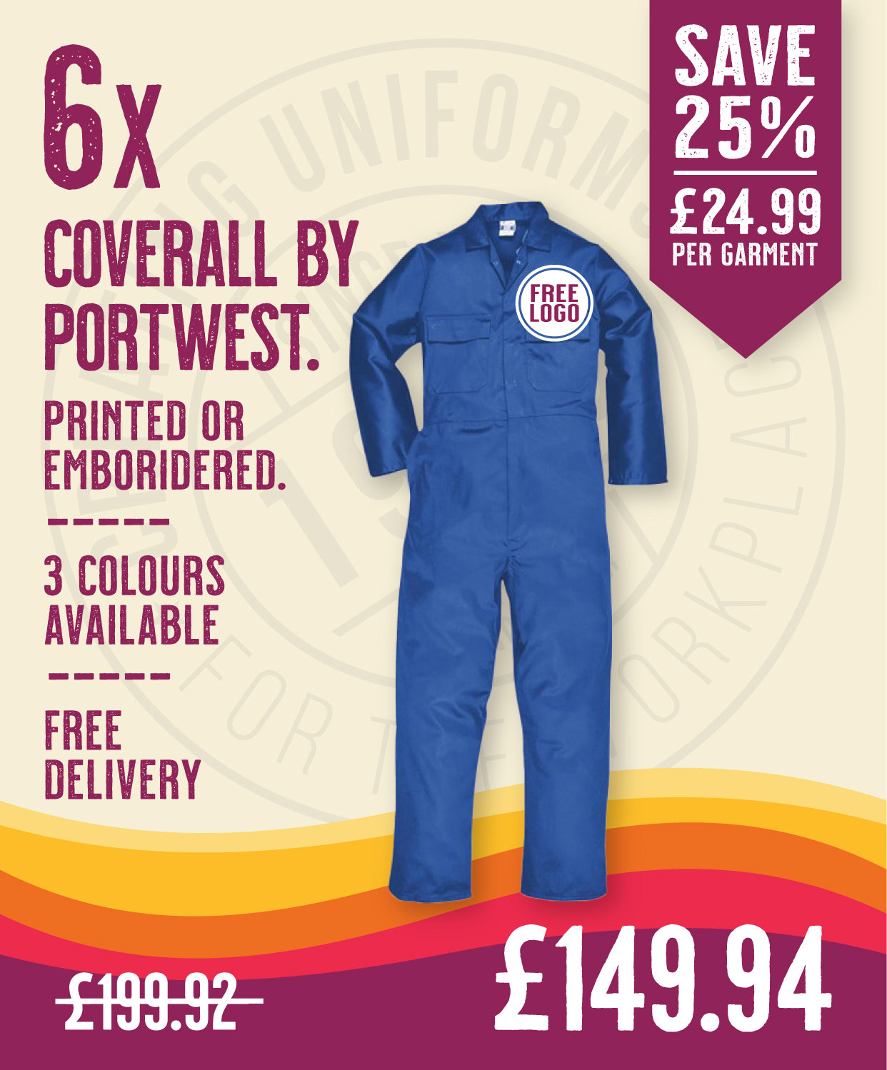 6 x Coveralls by Portwest