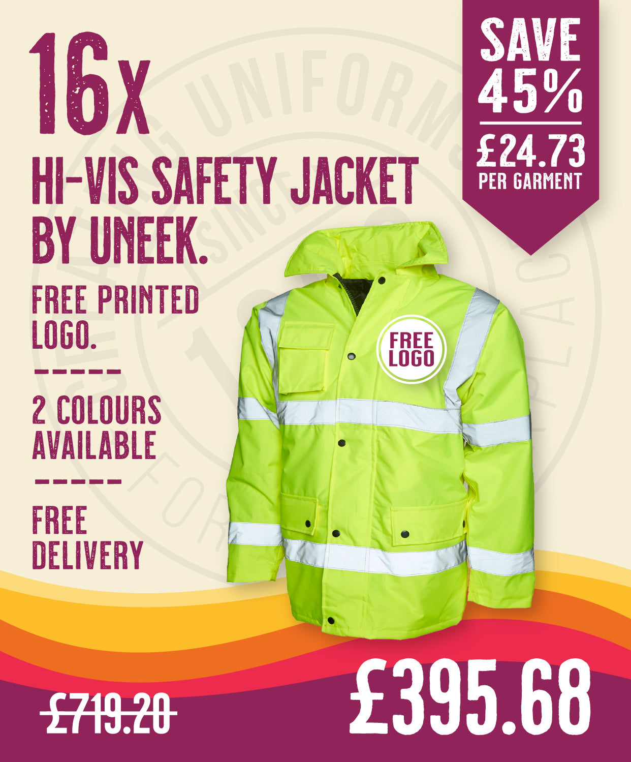 16 x Hi-Vis Safety Jackets By Uneek