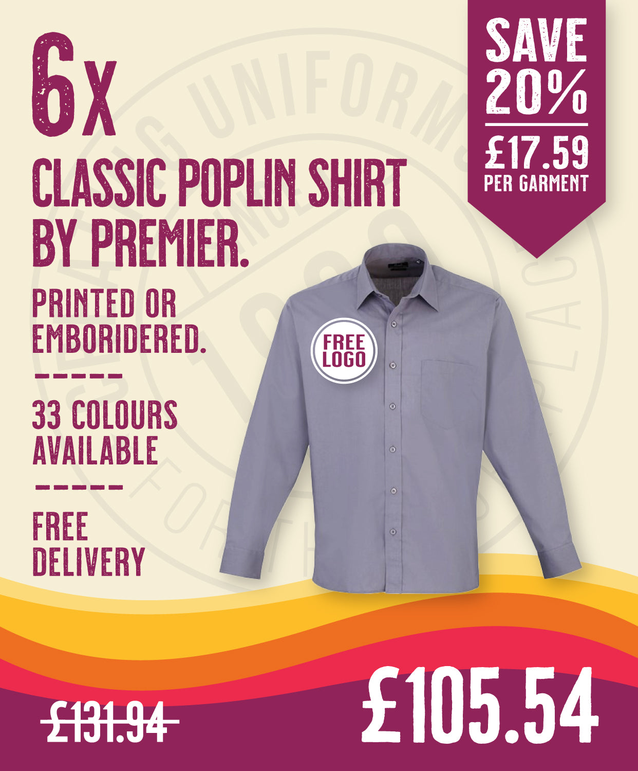 6 x Classic Poplin Shirt By Premier