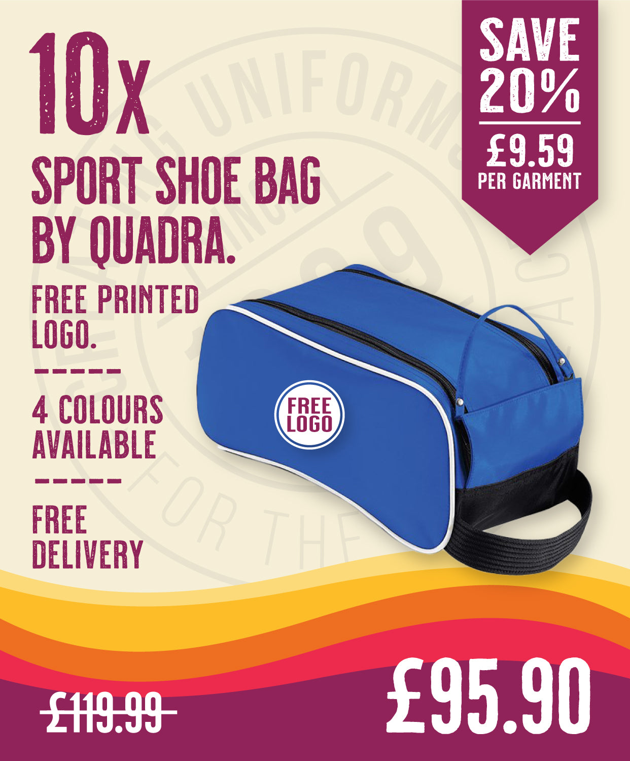 10 x Sports Shoe Bag by Quadra