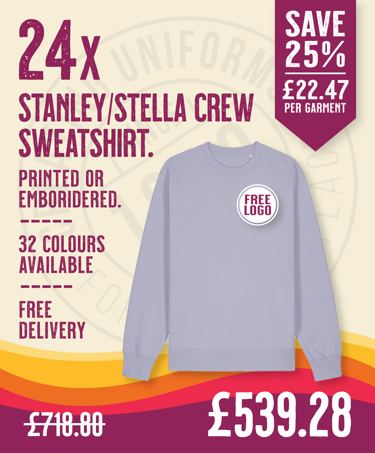 24 x Stanley/Stella Crew Sweatshirts