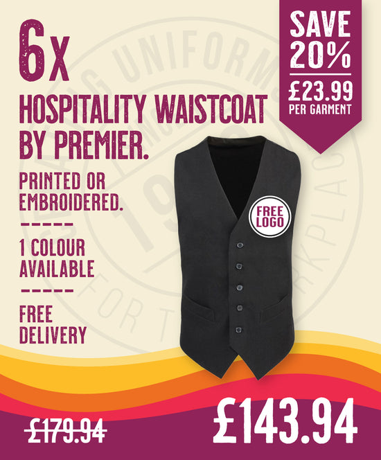 6 x Hospitality Waistcoat by Premier