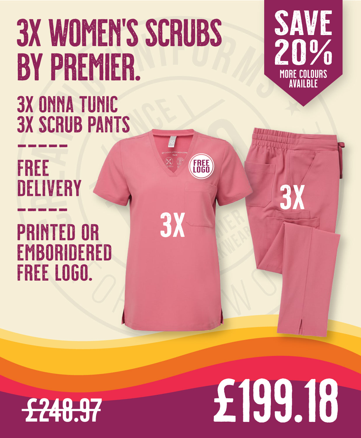 3x Women's Scrubs Deal by Premier