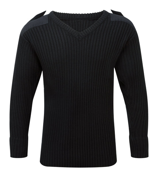 Fort V-Neck Combat Jumper - BLACK